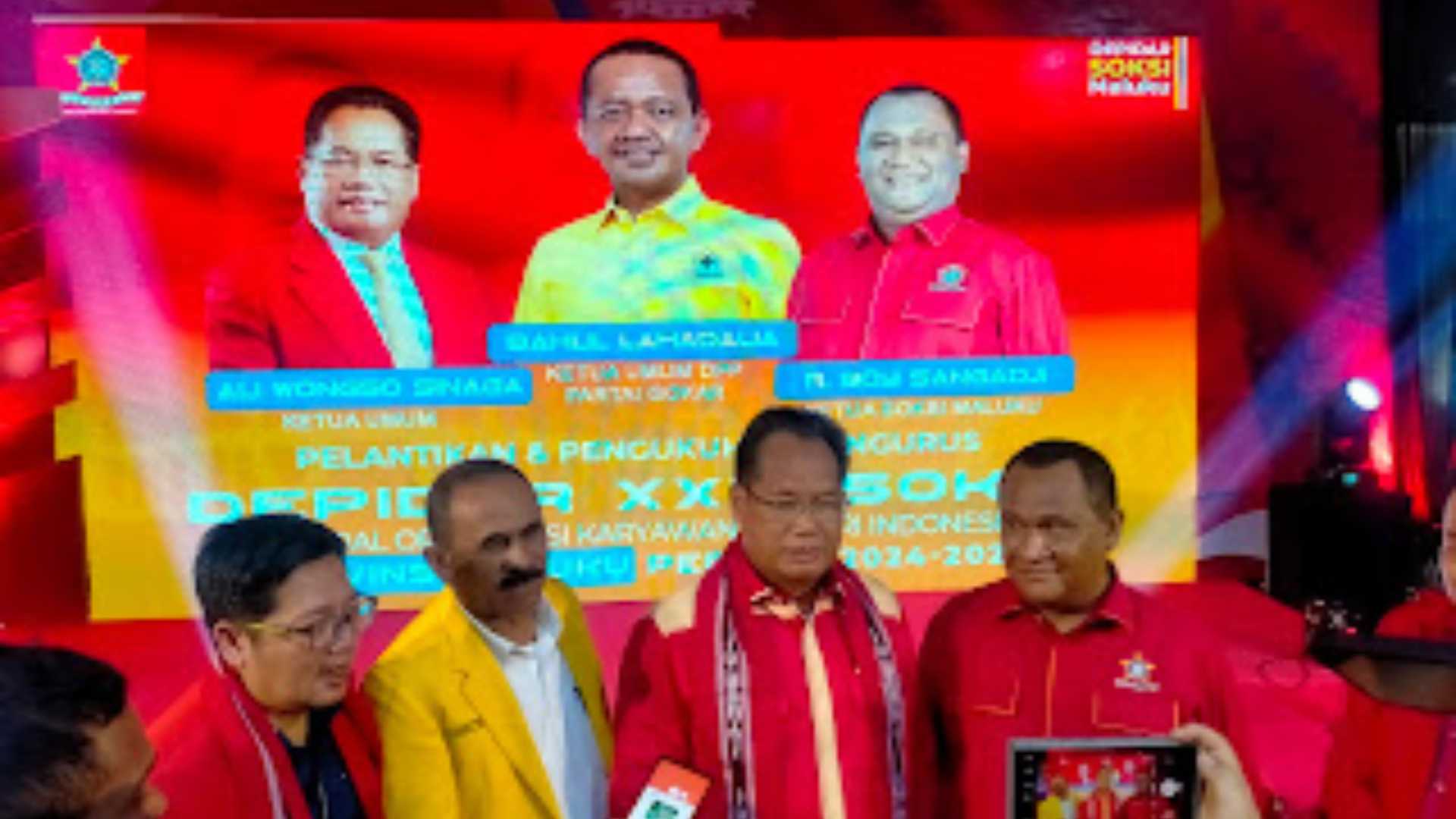 Ali Wongso Sinaga Lantik Pengurus Depidar Soksi Maluku 2024-2029