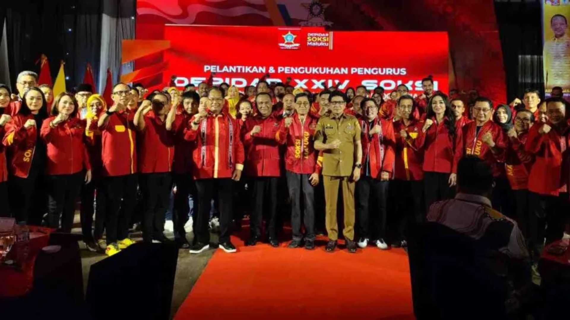 Sinaga Lantik Pengurus Depidar Soksi Maluku Periode 2024-2029